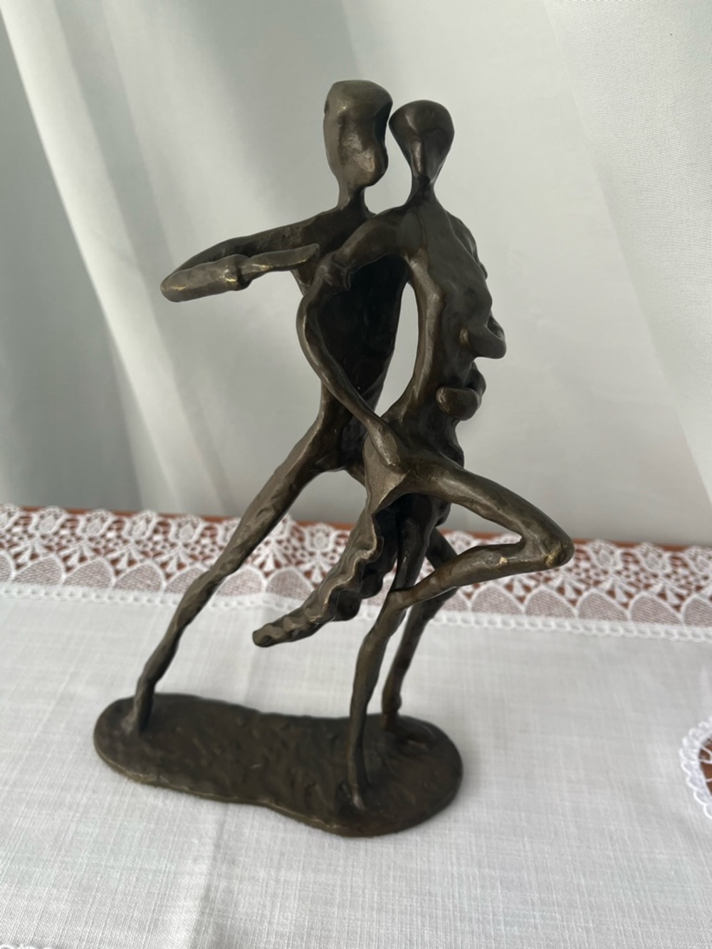 Abstract Cast Iron Dancing Couple Figurine – 9.5” Mocha Bronze Finish